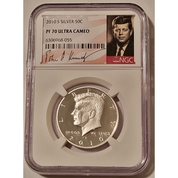 NGC 2010 S Silver Kennedy Half Dollar Proof PF70 UC Portrait Label - Picture 1 of 2